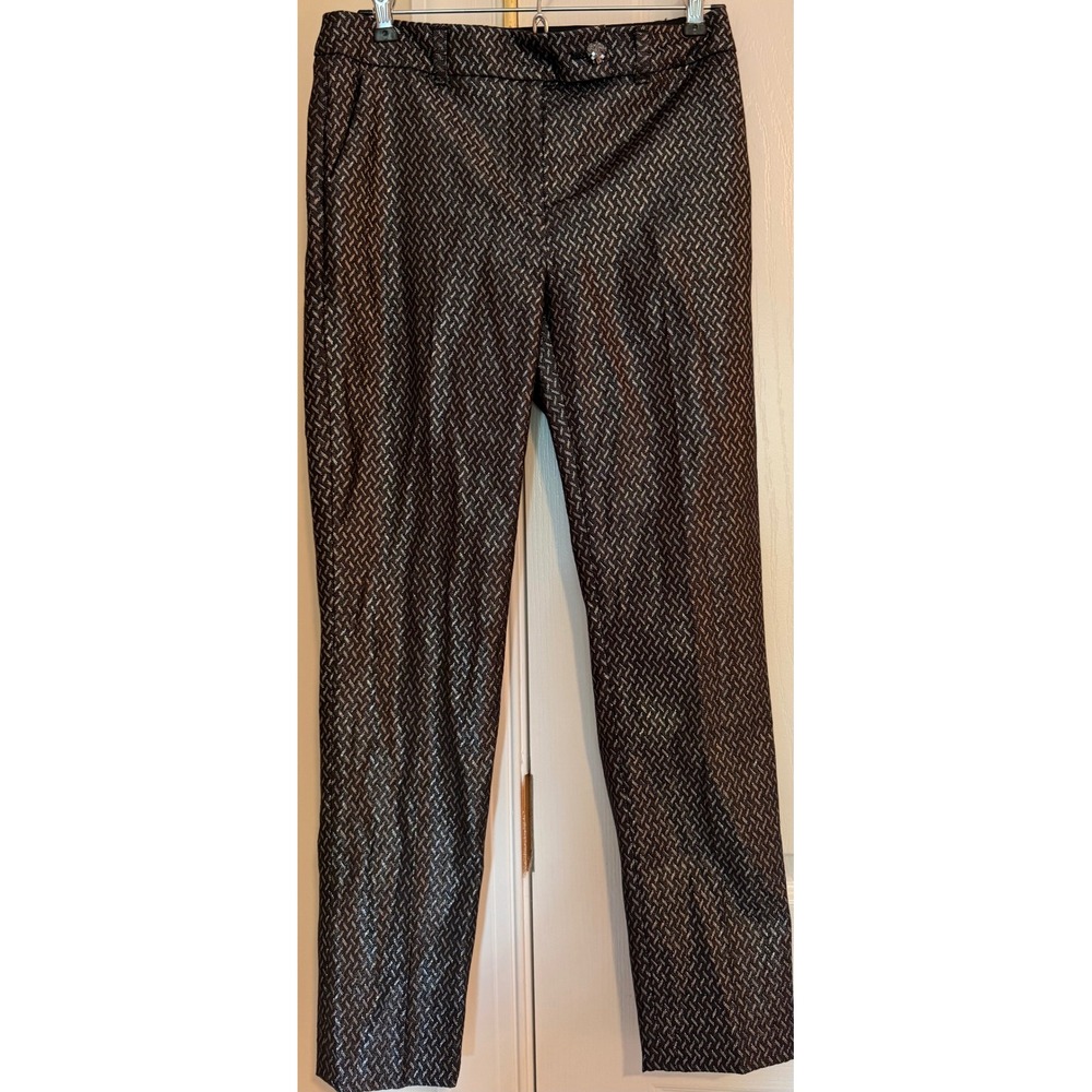 The Slim Ankle Metallic Geometric Weave Trousers Brown Silver Size 00